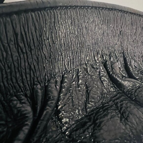 Banana Republic Black Soft Cow Leather Clutch/Wristlet Purse-Roomy-Zip Up-Prom - Picture 9 of 13